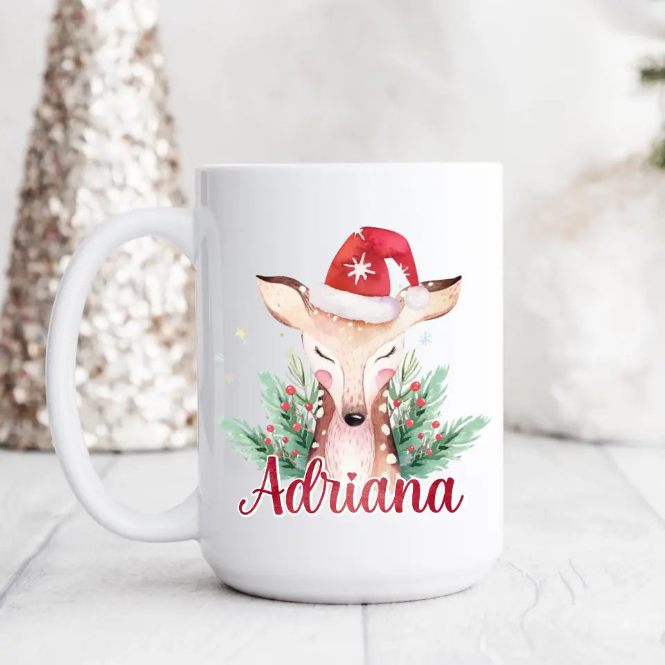 Personalized Christmas Deer Mug