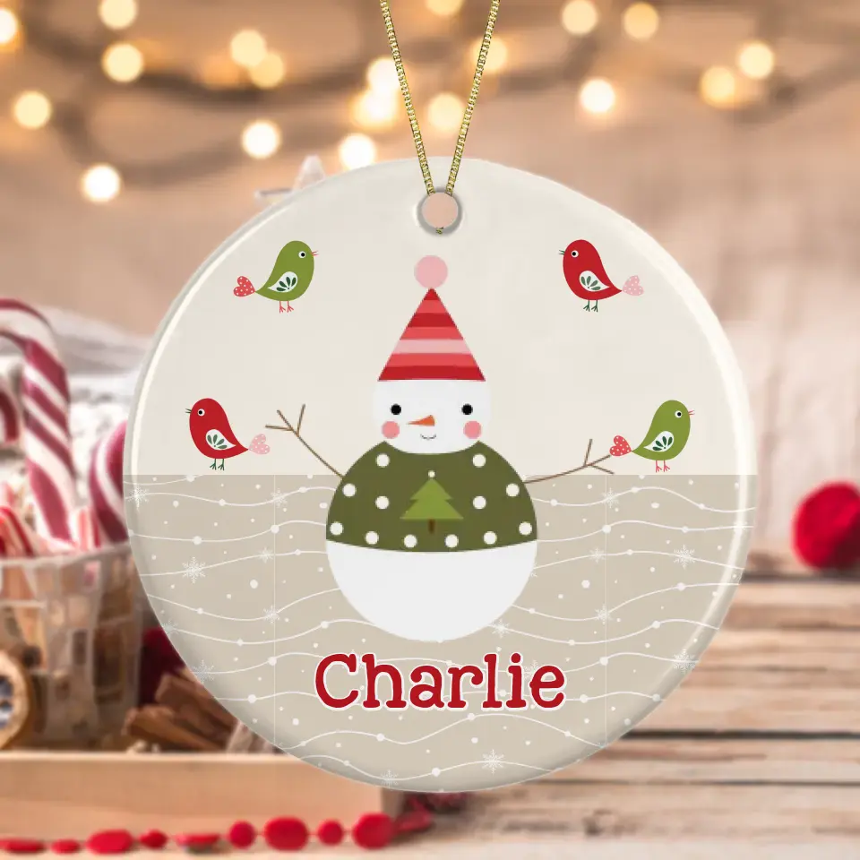 Christmas Snowman Ceramic Ornament For Grandkids