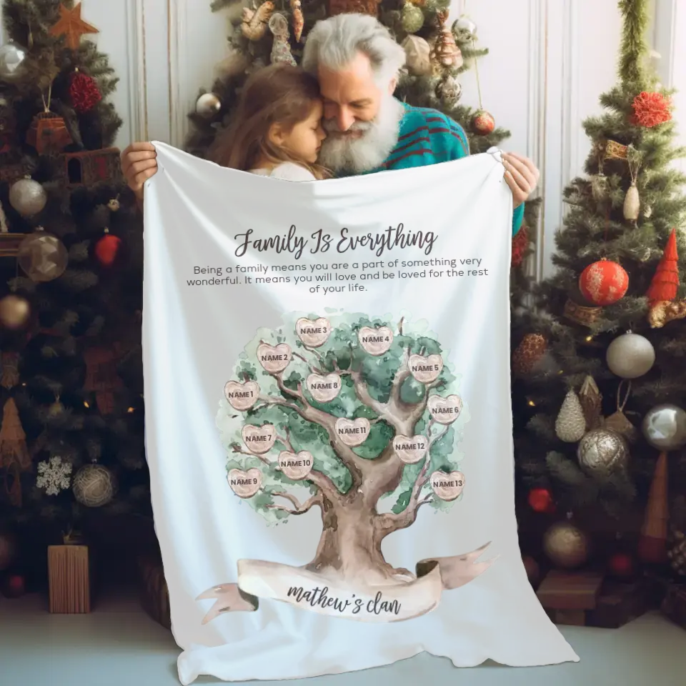Family tree blanket with names best sale